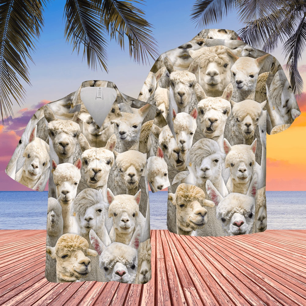 Herd of Llamas All Over Printed Hawaiian Shirt, Farm Hawaiian Shirt, Farmer Hawaii