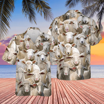 Herd of Sheeps All Over Printed Hawaiian Shirt, Farm Hawaiian Shirt, Farmer Hawaii