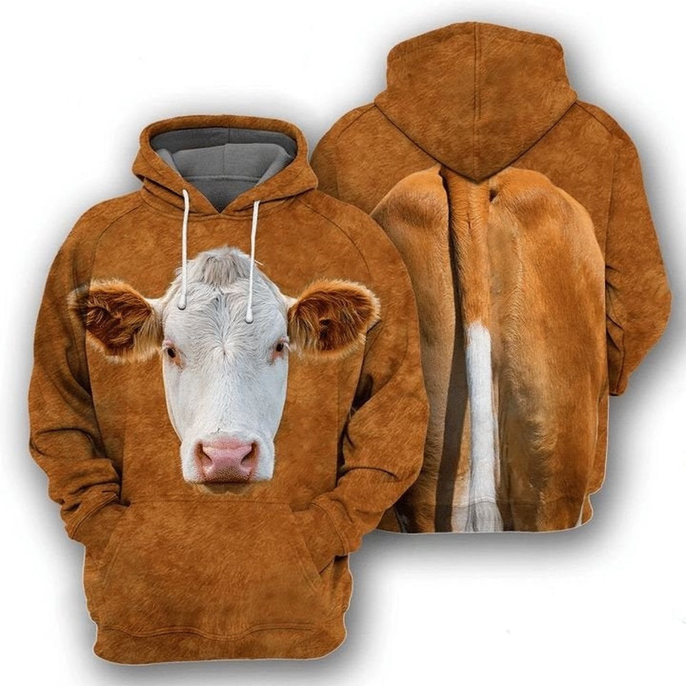 Hereford All Over Printed Hoodie, Farmer Hoodie, Farm Themed Shirts, Farm Tee Shirts