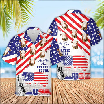 Hereford Are Men Are Created Equal Hawaiian Shirt, Farm Hawaiian Shirt, Farmer Hawaii