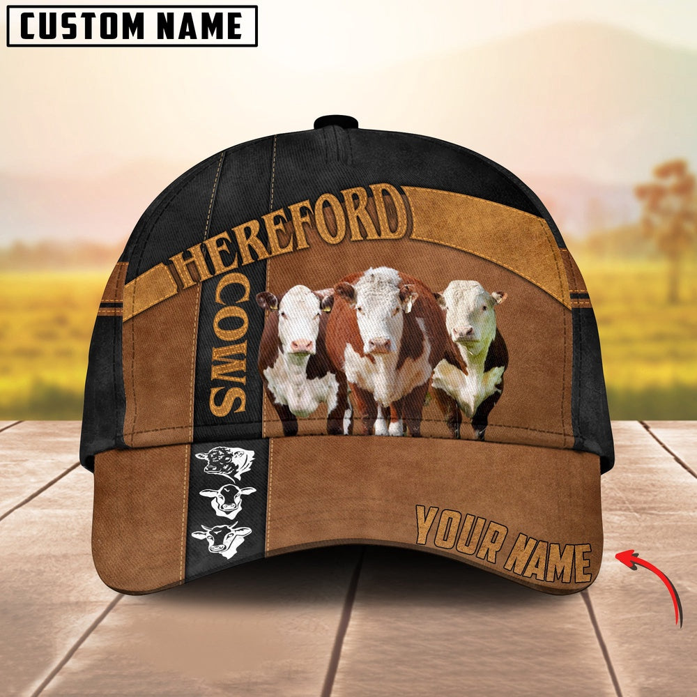 Hereford Black Traffic Line Leather Pattern Customized 3D Cap, Farmer Cap, Cap For Farmers, Best Farm Hat, Farm Use Hat