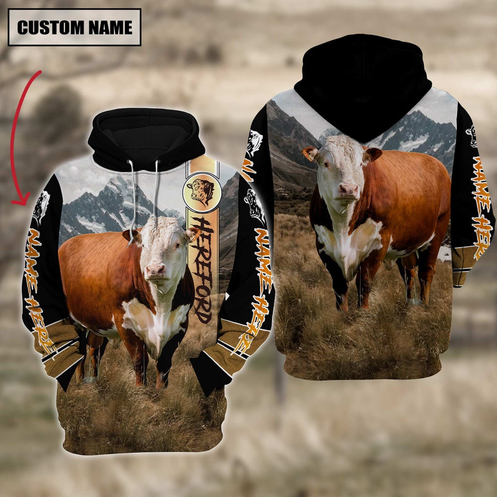 Hereford Cattle 3D Customized Hoodie, Farmer Hoodie, Custom Farm Shirts, Farmer T Shirt