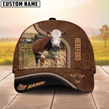 Hereford Cattle Customized Name 3D Printed Cap, Farmer Cap, Cap For Farmers, Best Farm Hat, Farm Use Hat