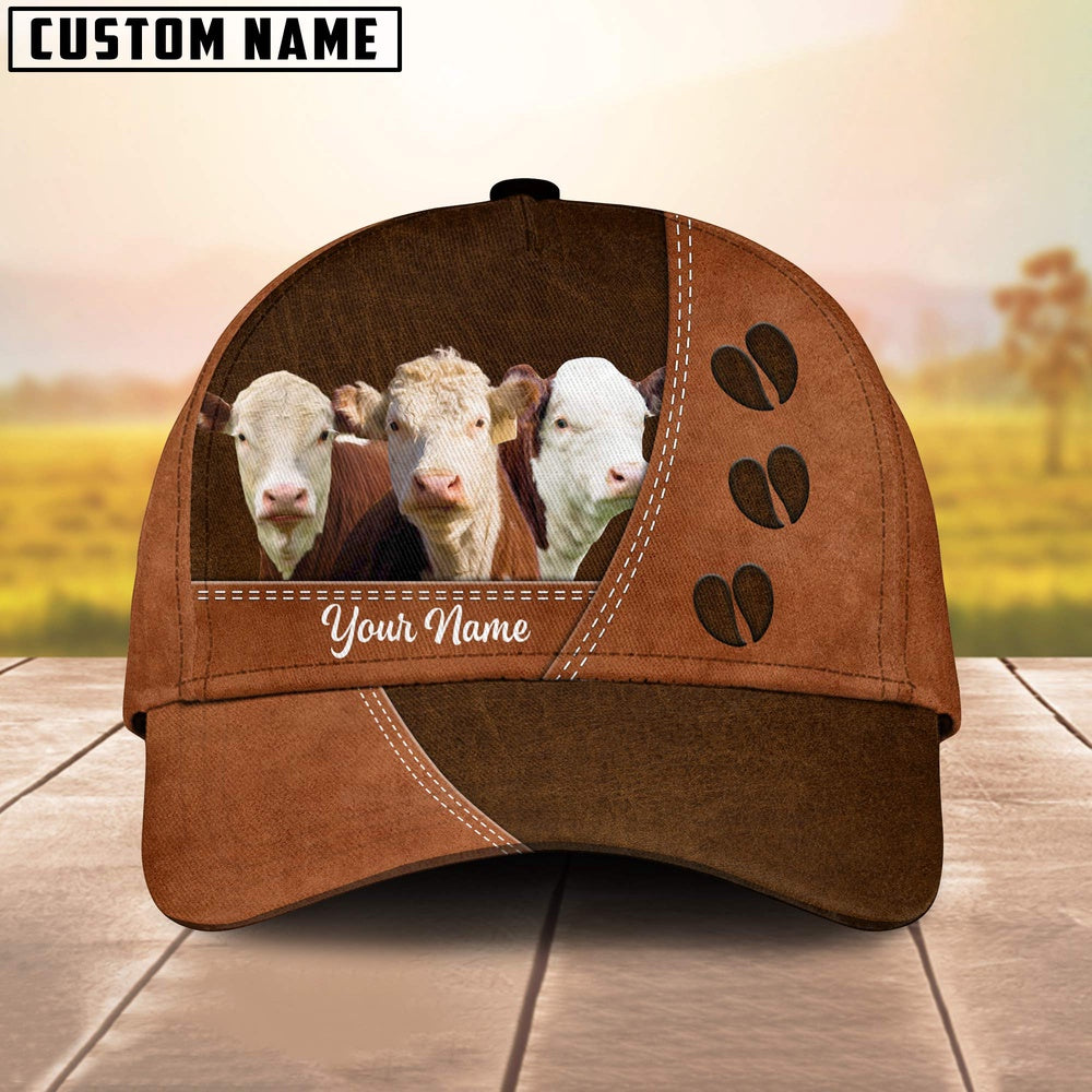 Hereford Cattle Customized Name Cap, Farmer Cap, Cap For Farmers, Best Farm Hat, Farm Use Hat