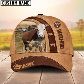 Hereford Cattle Customized Name Farm Cap, Farmer Cap, Cap For Farmers, Best Farm Hat, Farm Use Hat