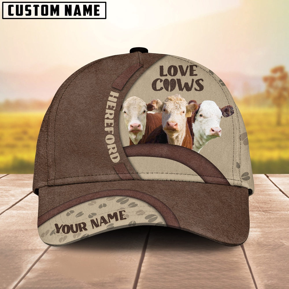 Hereford Cattle Happiness Personalized Name Cap, Farmer Cap, Cap For Farmers, Best Farm Hat, Farm Use Hat