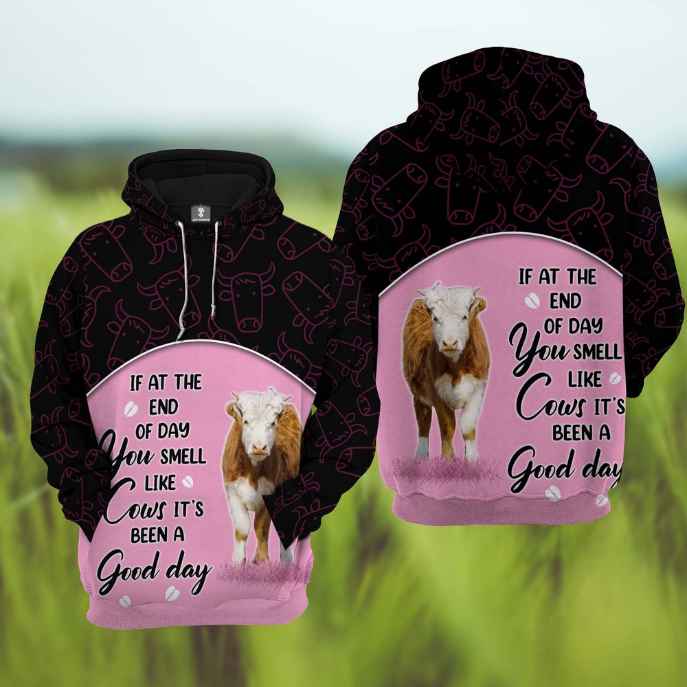 Hereford Cattle It's Been A Good Day 3D Hoodie, Farmer Hoodie, Farm Themed Shirts, Farm Tee Shirts