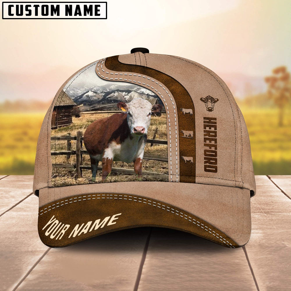 Hereford Custom Name Light Brown Cap, Farmer Cap, Cap For Farmers, Best Farm Hat, Farm Use Hat