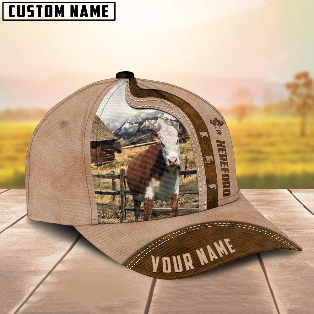Hereford Custom Name Light Brown Cap, Farmer Cap, Cap For Farmers, Best Farm Hat, Farm Use Hat