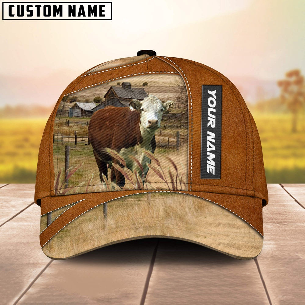 Hereford Customized Name Brown Cap, Farmer Cap, Cap For Farmers, Best Farm Hat, Farm Use Hat
