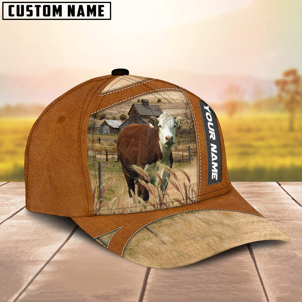 Hereford Customized Name Brown Cap, Farmer Cap, Cap For Farmers, Best Farm Hat, Farm Use Hat