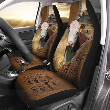 Hereford Customized Name Leather Pattern Car Seat Cover, Car Seat Cover, Farm Car Seat Cover, Pet Seat Covers
