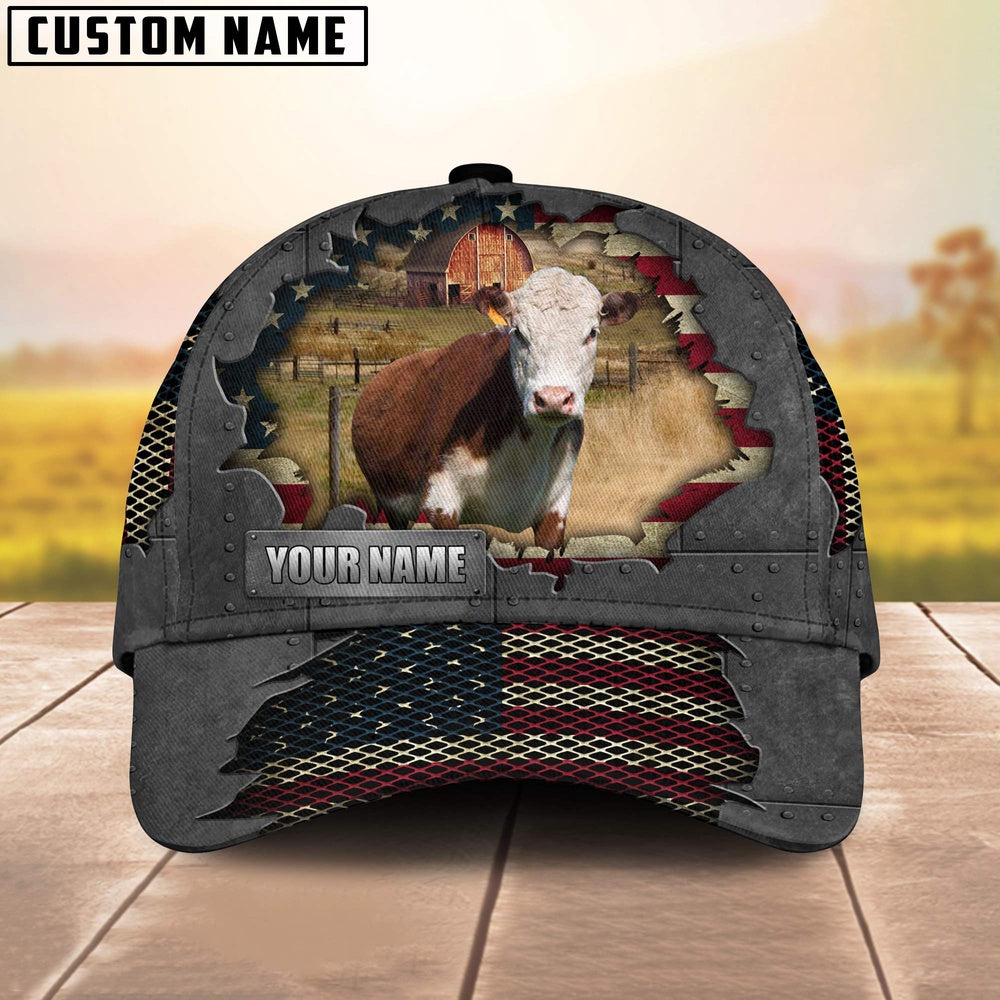 Hereford Customized Name US Flag Net Cap, Farmer Cap, Cap For Farmers, Best Farm Hat, Farm Use Hat