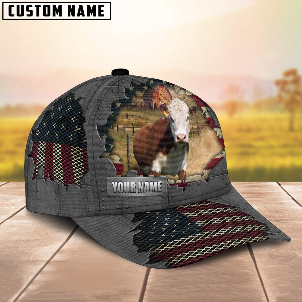 Hereford Customized Name US Flag Net Cap, Farmer Cap, Cap For Farmers, Best Farm Hat, Farm Use Hat