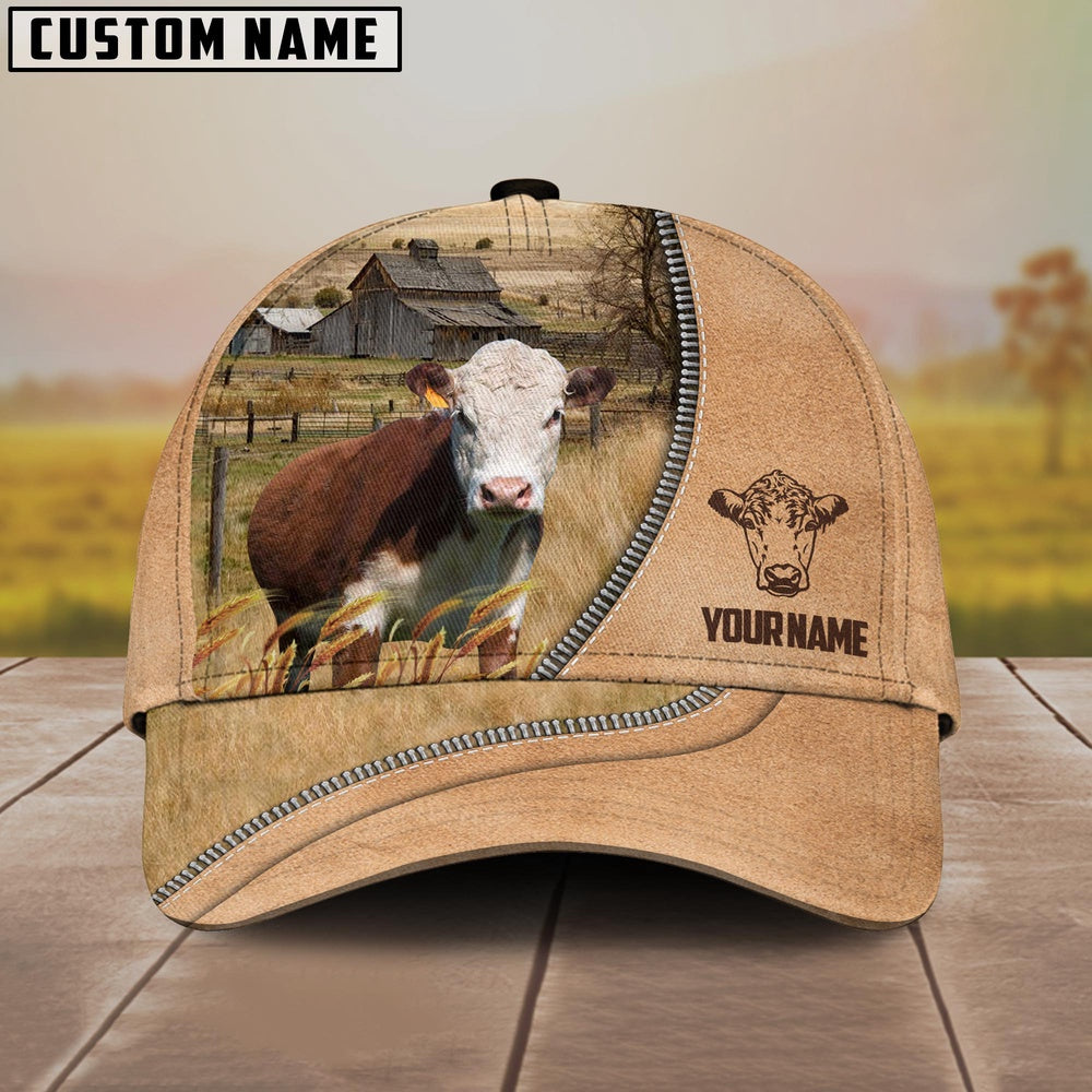 Hereford Farming Light Brown Customized Name Cap, Farmer Cap, Cap For Farmers, Best Farm Hat, Farm Use Hat