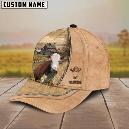 Hereford Farming Light Brown Customized Name Cap, Farmer Cap, Cap For Farmers, Best Farm Hat, Farm Use Hat