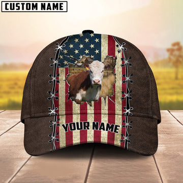 Hereford Flag Customized Name Denim Cap, Farmer Cap, Cap For Farmers, Best Farm Hat, Farm Use Hat