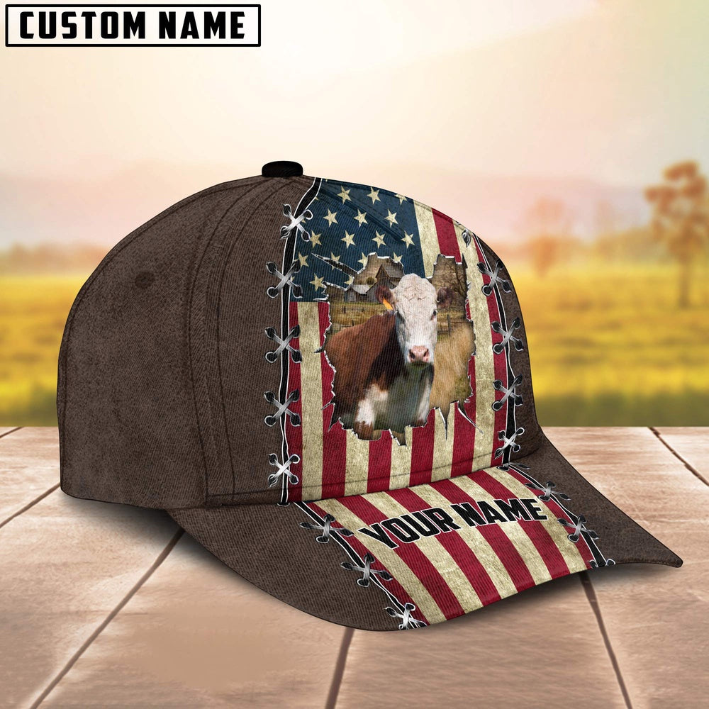 Hereford Flag Customized Name Denim Cap, Farmer Cap, Cap For Farmers, Best Farm Hat, Farm Use Hat