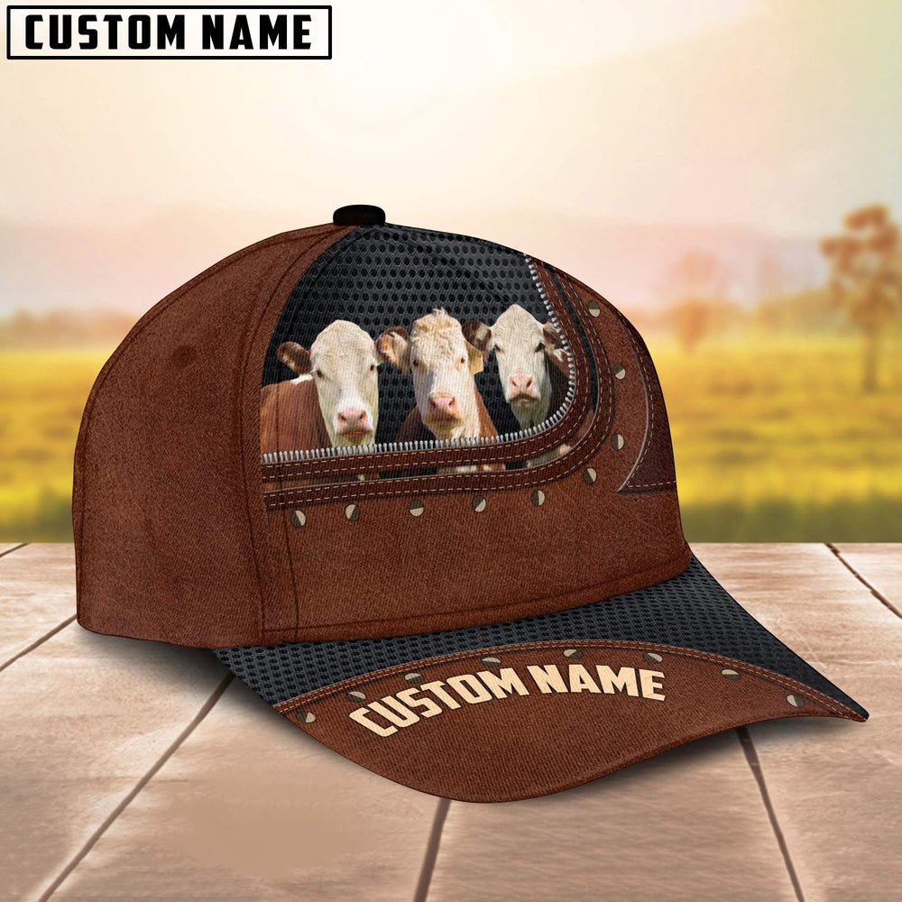 Hereford Happiness Zipper Pattern Customized Name Cap, Farmer Cap, Cap For Farmers, Best Farm Hat, Farm Use Hat