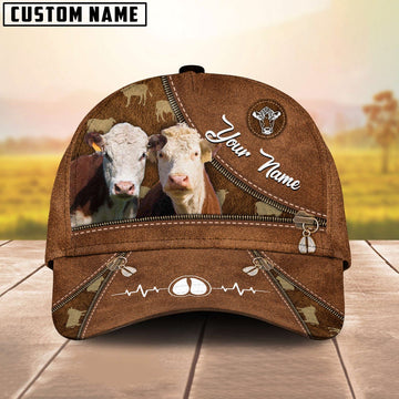 Hereford Heart Line Farm Lover Pattern Customized 3D Cap, Farmer Cap, Cap For Farmers, Best Farm Hat, Farm Use Hat