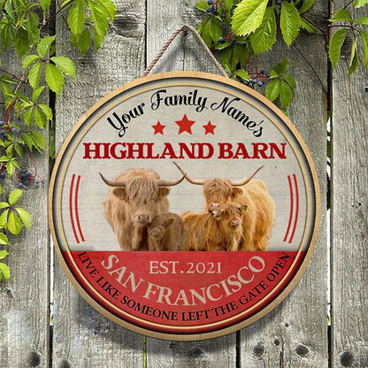 Hereford Highland Live Like Someone Left The Gate Open Custom Happy Halloween Wooden Sign, Farm Wood Sign, Farm House Wood Signs