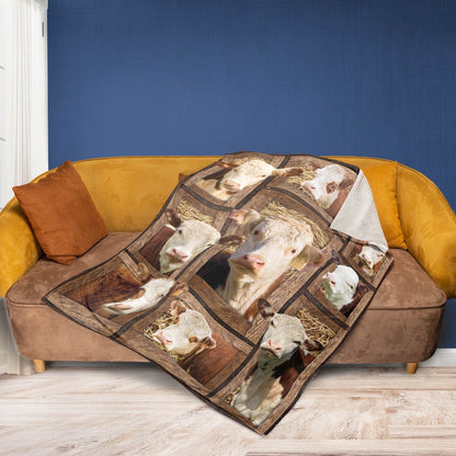 Hereford In Farm All Printed 3D Blanket, Farm Blanket, Farm Animal Blanket