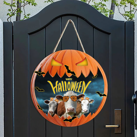 Hereford In Halloween Decoration Pumkpin Happy Halloween Wooden Sign, Farm Wood Sign, Farmhouse Decor Wooden Signs