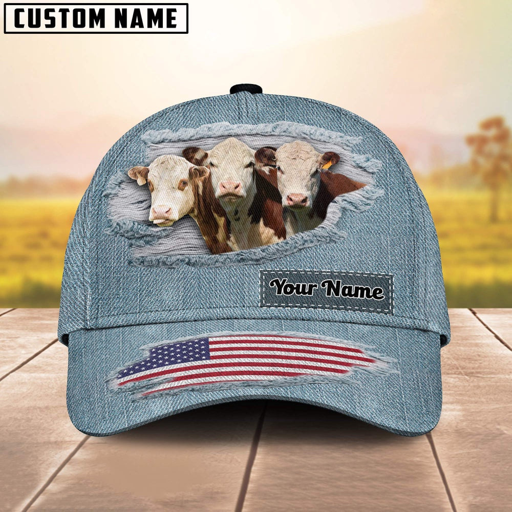 Hereford Jeans Pattern Customized Name Cap, Farmer Cap, Cap For Farmers, Best Farm Hat, Farm Use Hat