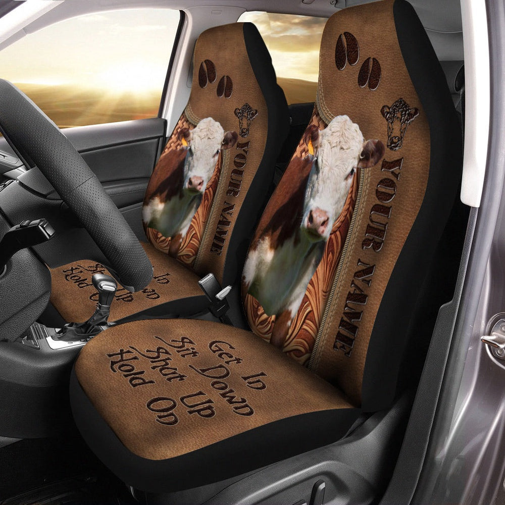Hereford Leather Carving Customized Name Car Seat Cover, Car Seat Cover, Farm Car Seat Cover, Pet Seat Covers