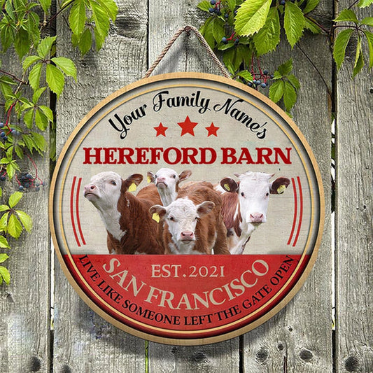 Hereford Live Like Someone Left The Gate Open Custom Happy Halloween Wooden Sign, Farm Wood Sign, Farm House Wood Signs