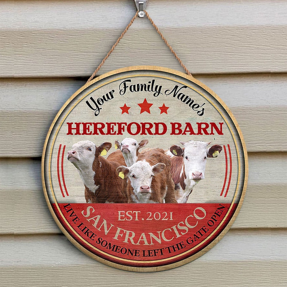 Hereford Live Like Someone Left The Gate Open Custom Happy Halloween Wooden Sign, Farm Wood Sign, Farm House Wood Signs