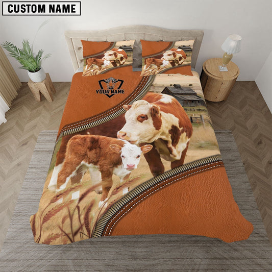 Hereford On The Farm Customized Name 3D Bedding Set, Farm Bedding Set, Farmhouse Bedding Set