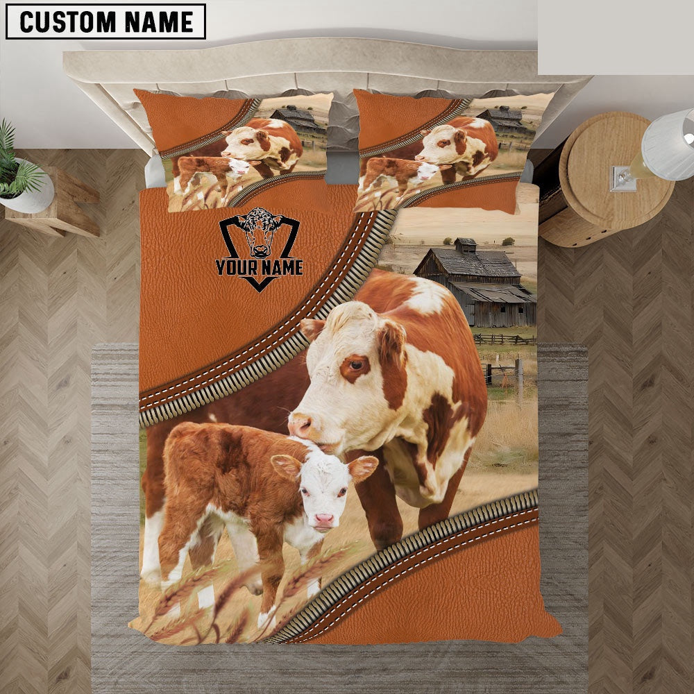 Hereford On The Farm Customized Name 3D Bedding Set, Farm Bedding Set, Farmhouse Bedding Set