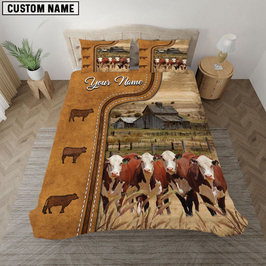 Hereford On The Farm Personalized Name Bedding Set, Farm Bedding Set, Farmhouse Bedding Set