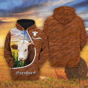 Hereford On The Wheat Field All Over Printed Shirts, Farmer Hoodie, Farm Themed Shirts, Farm Tee Shirts