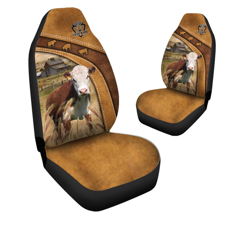 Hereford Pattern Customized Name 3D Car Seat Cover, Car Seat Cover, Farm Car Seat Cover, Pet Seat Covers