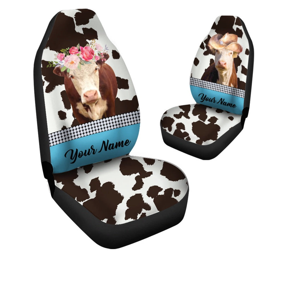 Hereford Pattern Customized Name Dairy Cow Car Seat Cover, Car Seat Cover, Farm Car Seat Cover, Pet Seat Covers