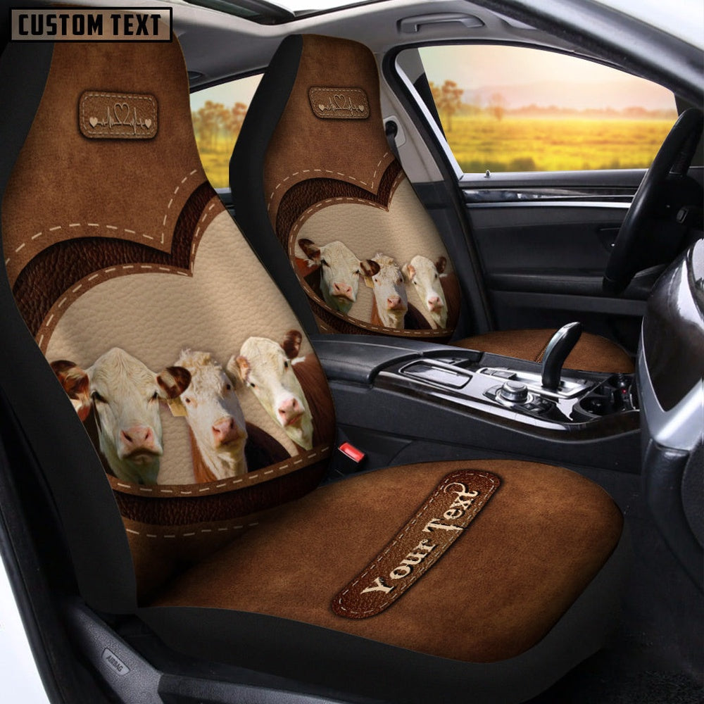 Hereford Pattern Customized Name Heart Car Seat Cover, Car Seat Cover, Farm Car Seat Cover, Pet Seat Covers