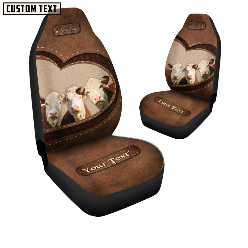 Hereford Pattern Customized Name Heart Car Seat Cover, Car Seat Cover, Farm Car Seat Cover, Pet Seat Covers