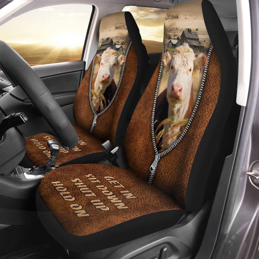 Hereford Zipper Leather Pattern Car Seat Cover, Car Seat Cover, Farm Car Seat Cover, Pet Seat Covers