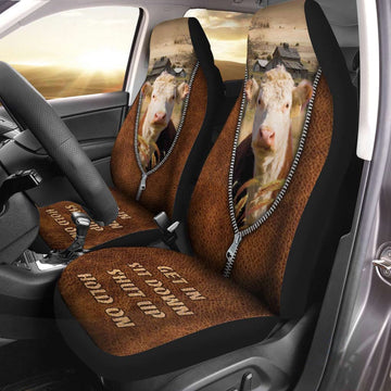 Hereford Zipper Leather Pattern Car Seat Cover, Car Seat Cover, Farm Car Seat Cover, Pet Seat Covers