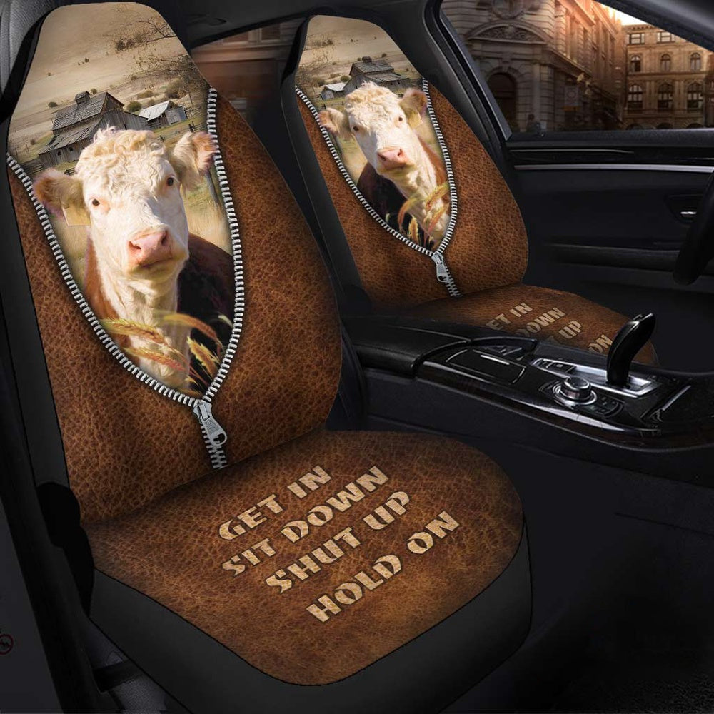 Hereford Zipper Leather Pattern Car Seat Cover, Car Seat Cover, Farm Car Seat Cover, Pet Seat Covers