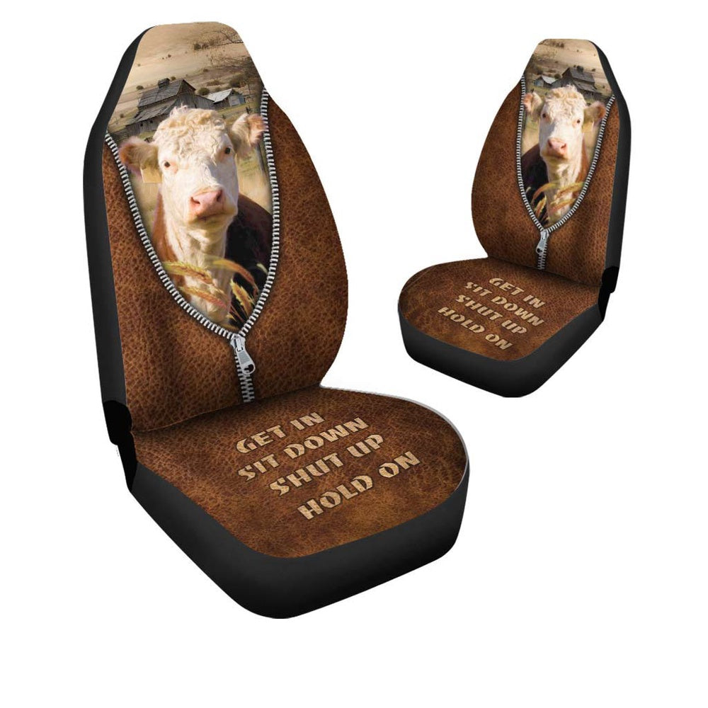 Hereford Zipper Leather Pattern Car Seat Cover, Car Seat Cover, Farm Car Seat Cover, Pet Seat Covers