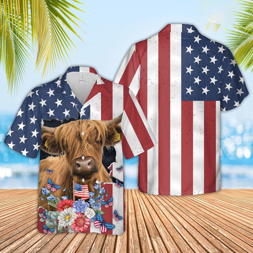 Highland 4th of July Hawaiian Shirt, Farm Hawaiian Shirt, Farmer Hawaii