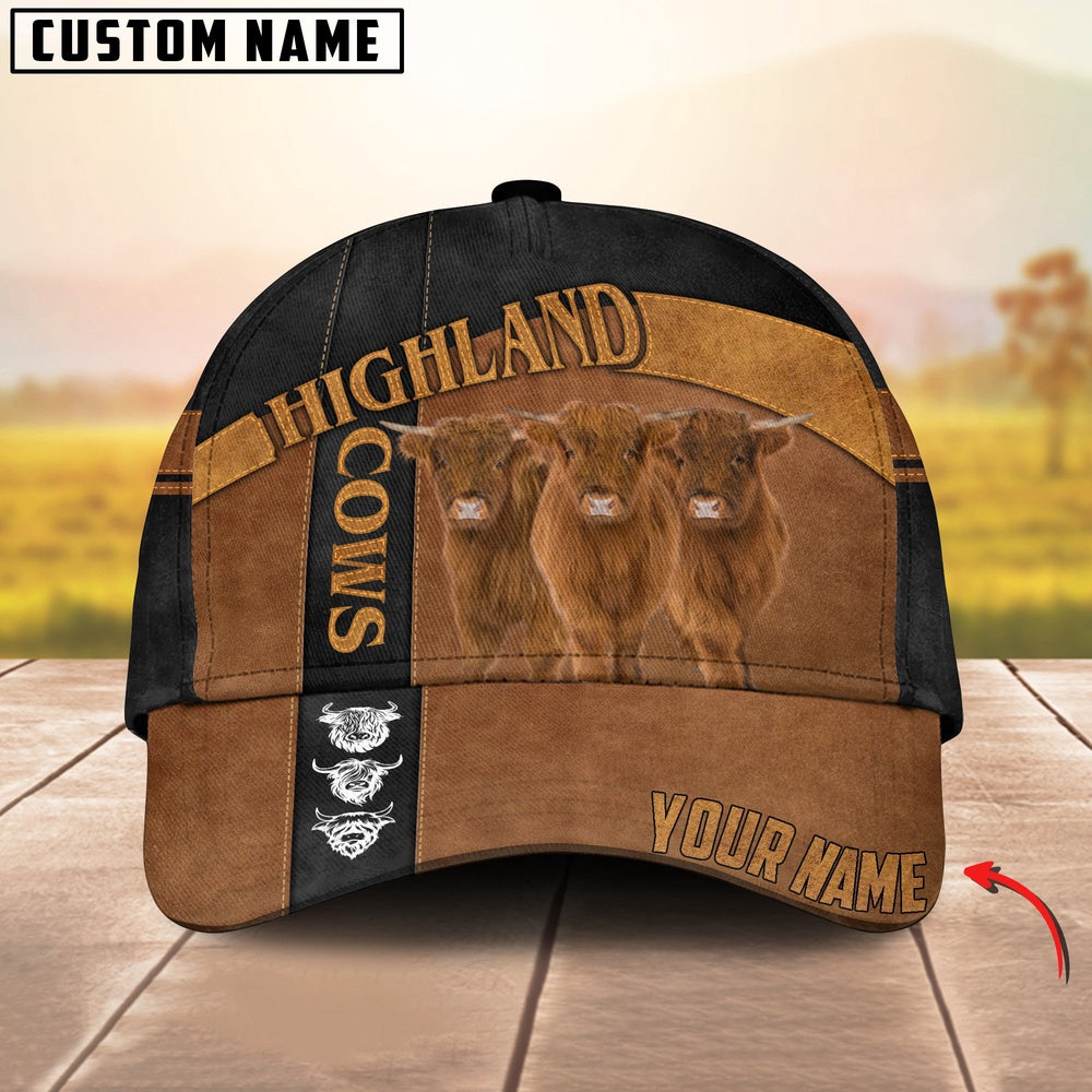 Highland Black Traffic Line Leather Pattern Customized 3D Cap, Farmer Cap, Cap For Farmers, Best Farm Hat, Farm Use Hat