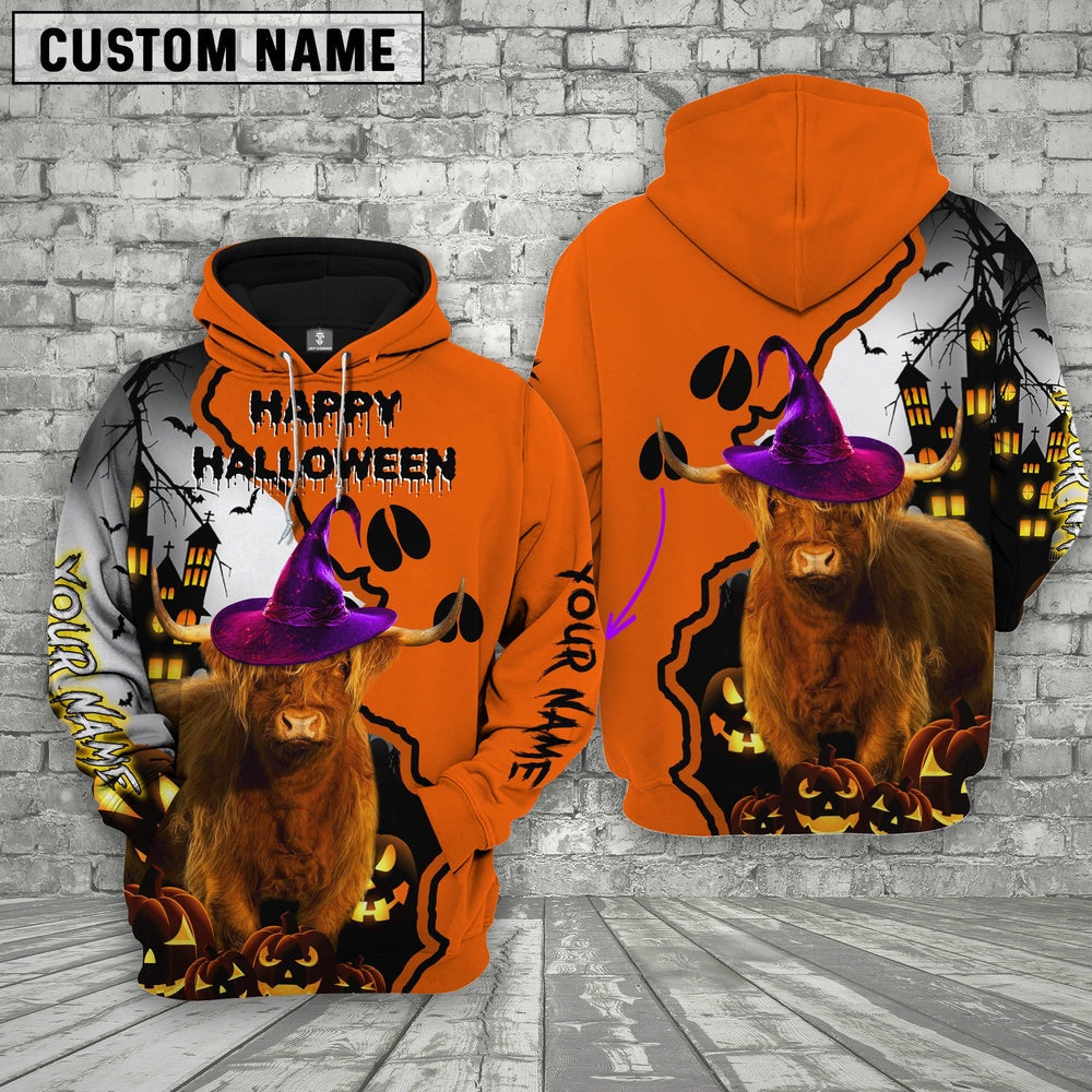 Highland Castle Footprint Halloween Pattern 3D Hoodie, Farmer Hoodie, Farm Themed Shirts, Farm Tee Shirts