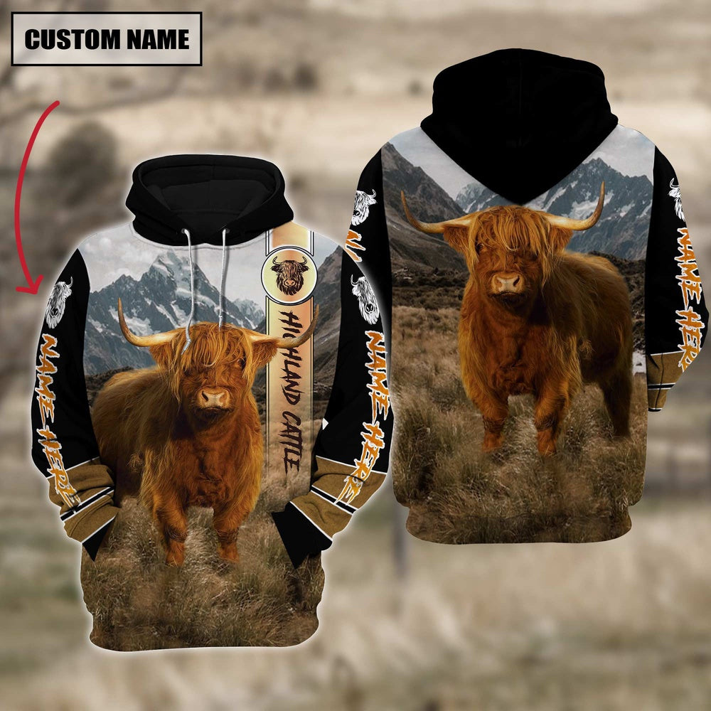 Highland Cattle 3D Customized Hoodie, Farmer Hoodie, Custom Farm Shirts, Farmer T Shirt