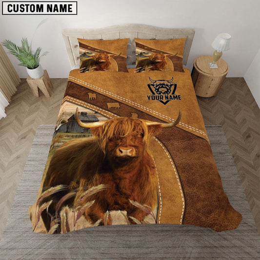 Highland Cattle Customized Bedding Set, Farm Bedding Set, Farmhouse Bedding Set