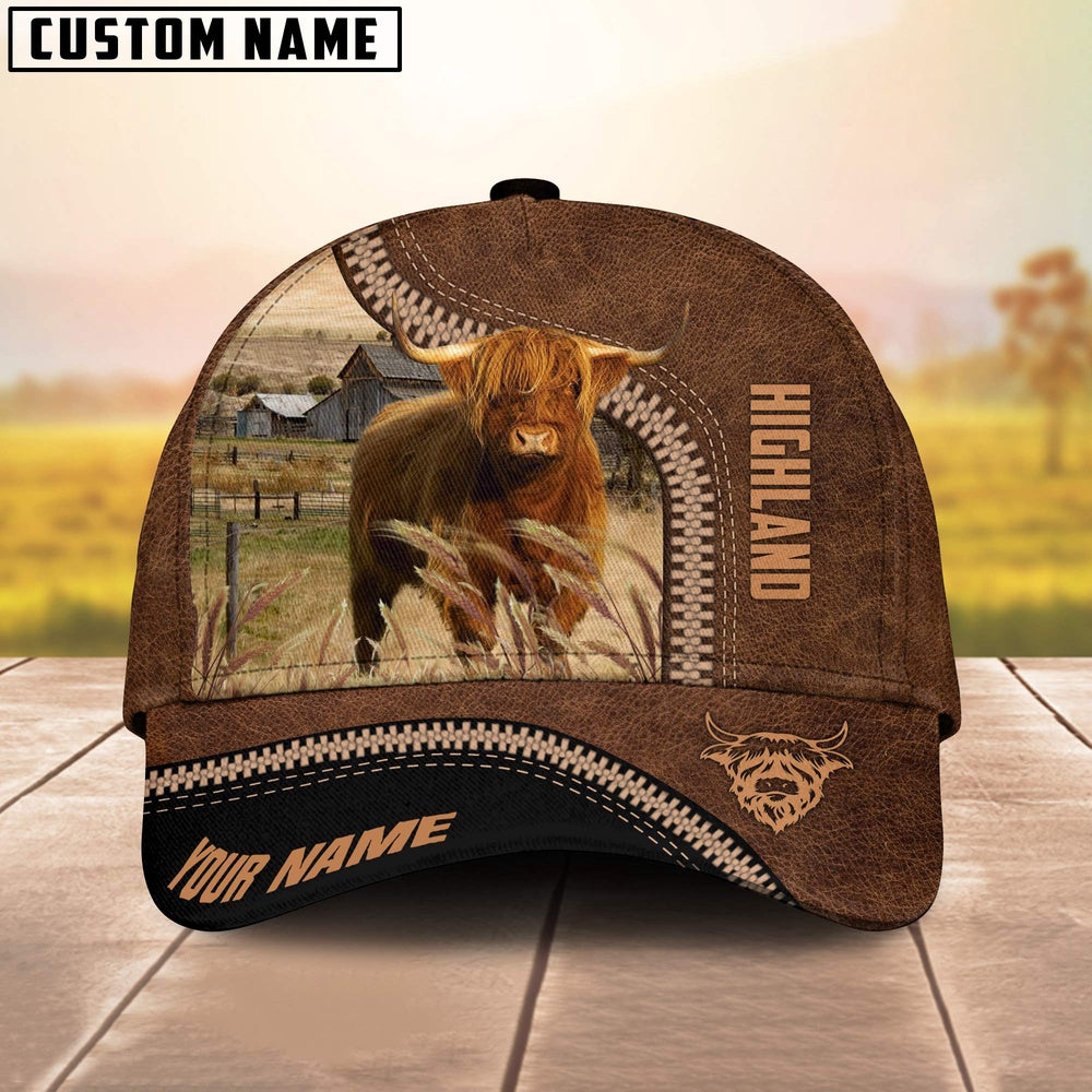 Highland Cattle Customized Name 3D Printed Cap, Farmer Cap, Cap For Farmers, Best Farm Hat, Farm Use Hat
