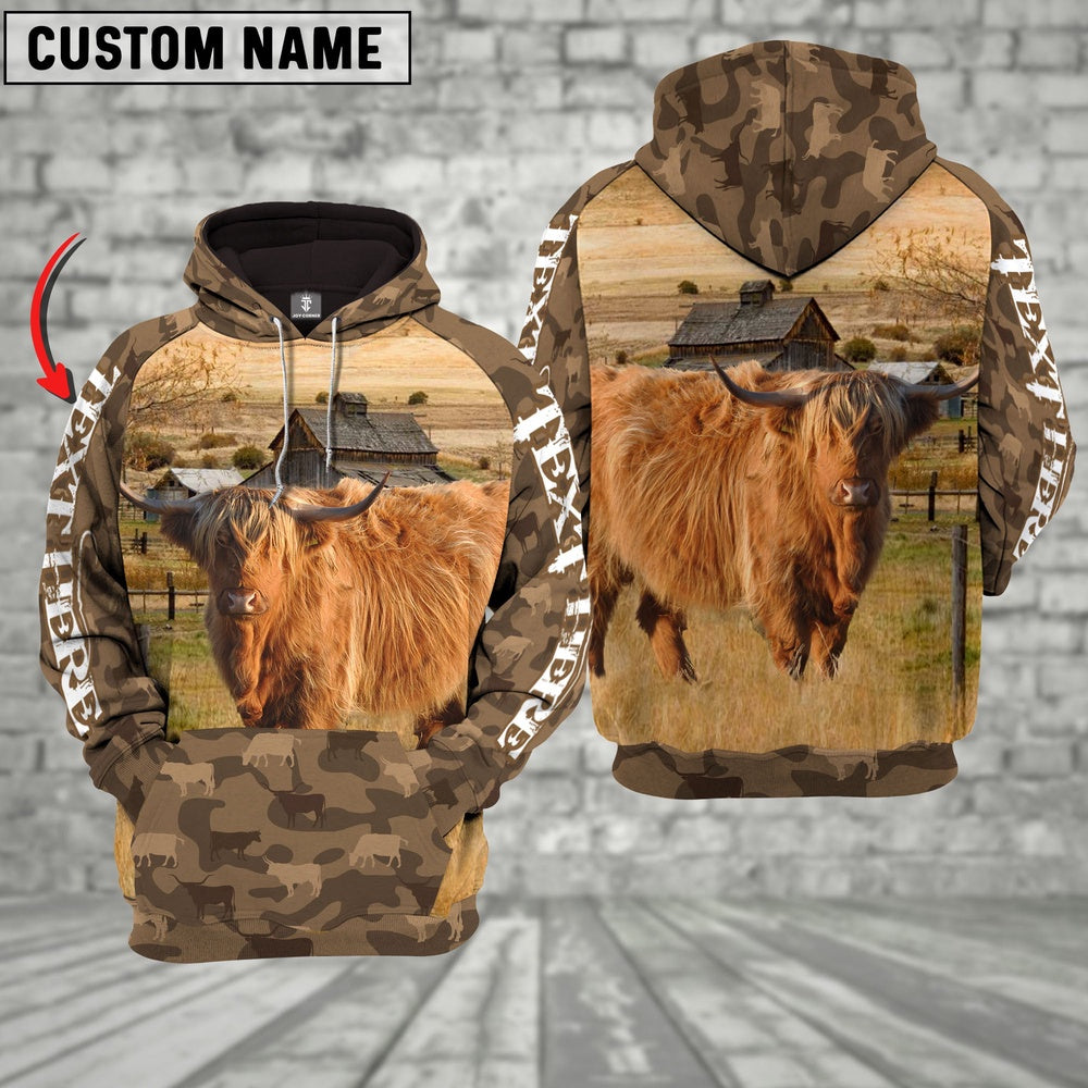 Highland Cattle Farming Personalized 3D Hoodie, Farmer Hoodie, Custom Farm Shirts, Farmer T Shirt